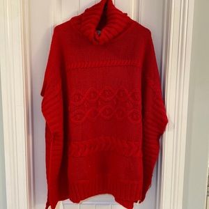 Loft sweater pancho bright red